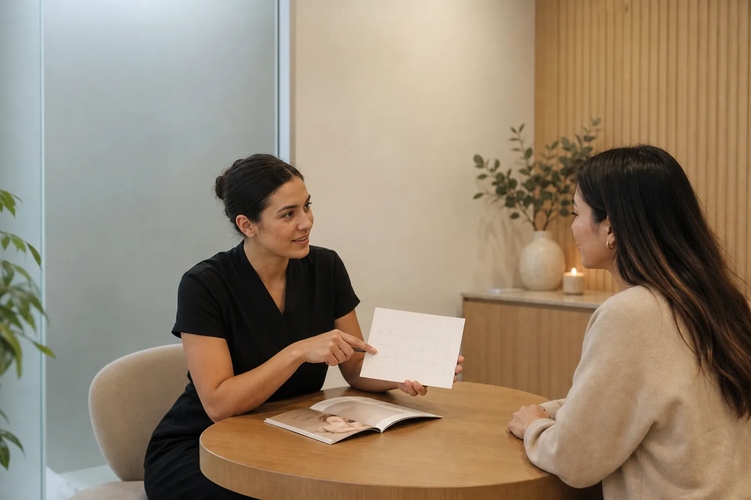 Consult booking — The client asks about price and downtime, then goes quiet. Questions answered; nobody moved to a number or a slot.