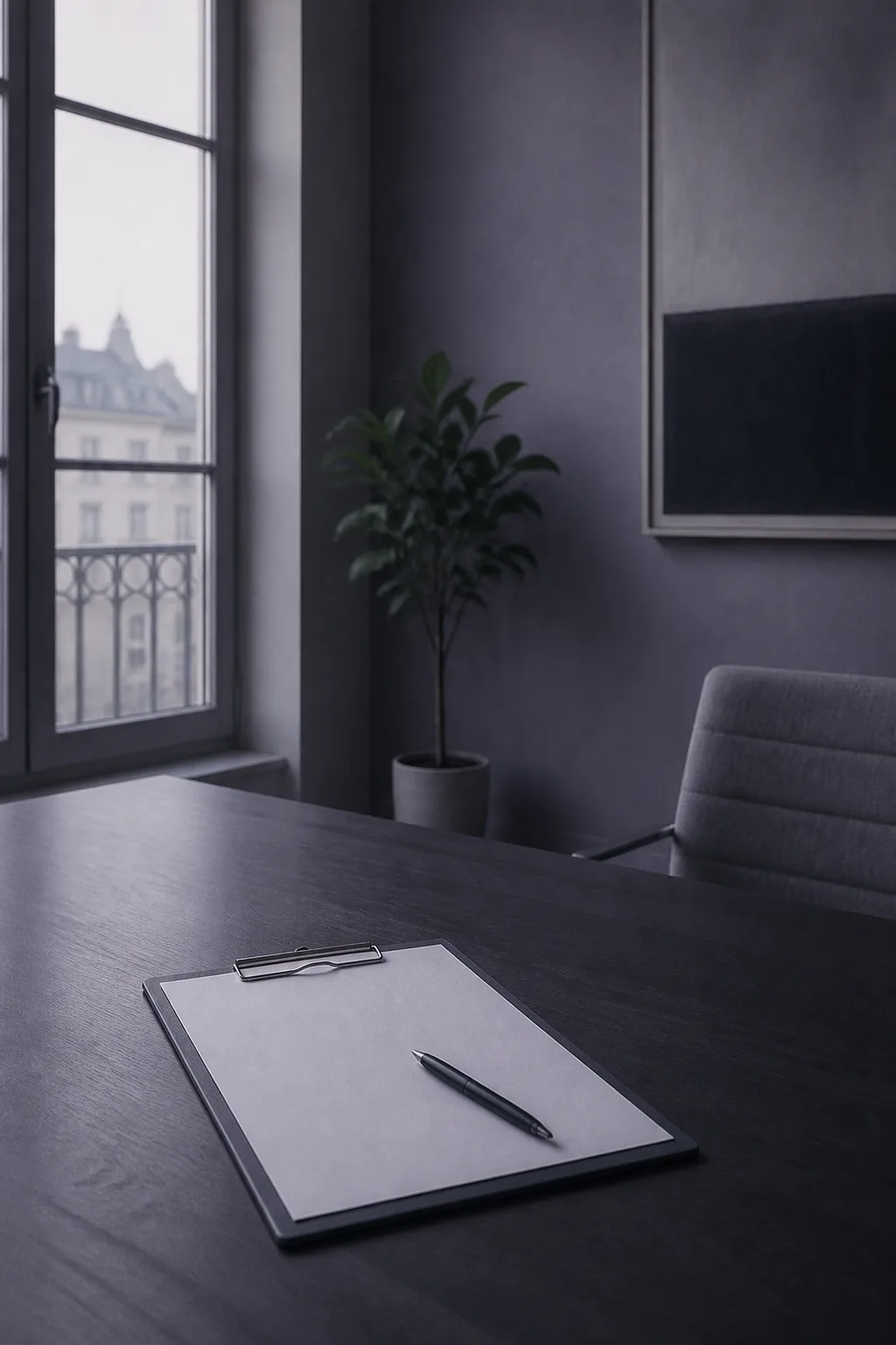 A blank clipboard left on a meeting table, standing for the data-compliance checklist to run past every AI sales vendor