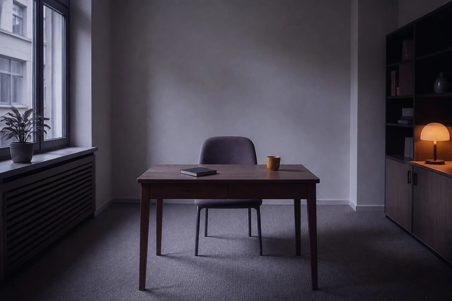 A single desk in a quiet office — the one-off task where a single AI agent is all you need.